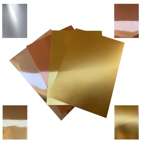 ASENME Karten im A4-Format, 16 Einheiten – 250 Gramm Metallischer Karton (Silber+Kupfer+Golden, A4 / 16 Einheiten) von ASENME
