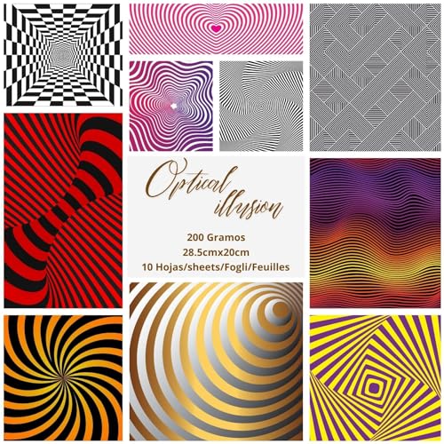 ASENME Scrapbooking – Decoupage, A4-Format Papier (Optische Täuschung, 10 Einheiten) von ASENME