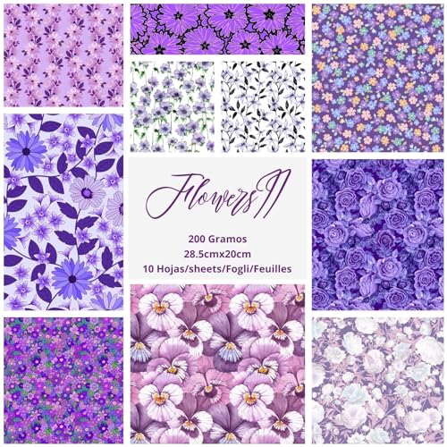 ASENME Scrapbooking-Paket, A4-Format – 200 Gramm, A4-Format Papier (Blumen 2, 10 Einheiten) von ASENME