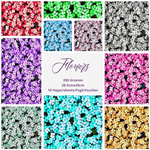 ASENME Scrapbooking-Paket, Designpapier zum Basteln, Scrapbook – 10 Einheiten (A4) Papier (Blumen, 10 Einheiten) von ASENME