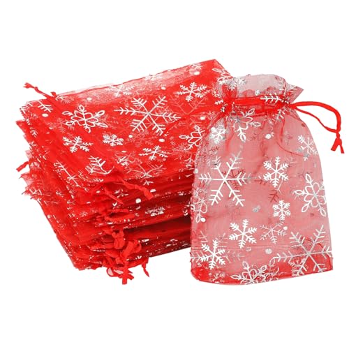 100 Stück organzasäckchen 10x15 Weihnachten, säckchen zum befüllen, kleine schmuckbeutel mit Zugband, schmuckbeutel organzasäckchen für Party Geburtstag Hochzeit Festival crystal candy (Rot, 10*15cm) 100 Stück organzasäckchen 10x15 Weihnachten, säckchen zum befüllen, kleine schmuckbeutel mit Zugband, schmuckbeutel organzasäckchen für Party Geburtstag Hochzeit Festival crystal candy (Rot, 10*15cm) von ASFWAGQ