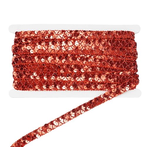 Paillettenband 15 Yards Paillette Trim Bänder Handwerk Gewelltes Glitzer Bauchtanzgürtel Bühnenkostüme Dekoband für DIY Nähen Kostüme (Rot) von ASFWAGQ