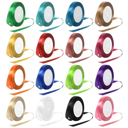 16 Farben Satinband 22m länge X 10mm Breit, total 352m Schleifenband bänder in farbe Dekobands Stoff Bänd für Heimwerker kunsthandwerkund GeschenkVerpacken satinbänder(Gelb Rot blau Rosa ) 16 Farben Satinband 22m länge X 10mm Breit, total 352m Schleifenband bänder in farbe Dekobands Stoff Bänd für Heimwerker kunsthandwerkund GeschenkVerpacken satinbänder(Gelb Rot blau Rosa ) von ASFWAGQ