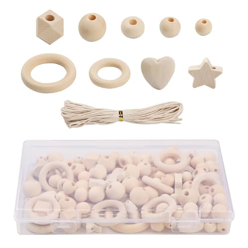 ASFWAGQ Holzperlen selber machen set holzperlen Natur zum auffädeln mit holzringe zum basteln zubehör holzringe holzkugeln mit loch Kit,126 Stück Holzperlen Set für DIY Schmuck Herstellung ASFWAGQ Holzperlen selber machen set holzperlen Natur zum auffädeln mit holzringe zum basteln zubehör holzringe holzkugeln mit loch Kit,126 Stück Holzperlen Set für DIY Schmuck Herstellung von ASFWAGQ