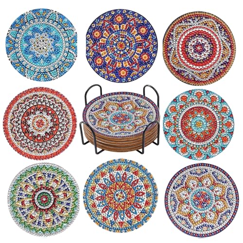Diamond Painting Untersetzer 8er Set Wiederverwendbare DIY Mandala Tassenuntersetzer mit Halter und Diamant-Malsets für Anfänger Erwachsene Kinder Küchendeko Geschenk Diamond Painting Untersetzer 8er Set Wiederverwendbare DIY Mandala Tassenuntersetzer mit Halter und Diamant-Malsets für Anfänger Erwachsene Kinder Küchendeko Geschenk von ASFWAGQ