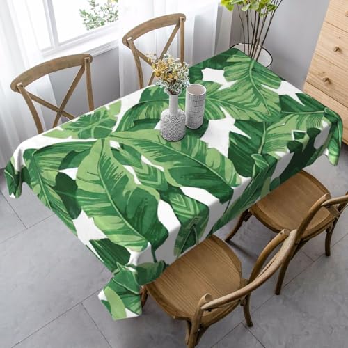 ASFgda Rechteckige, niedliche grüne Palmblätter-Druck, Tischdecke, knitterfrei, waschbar, für Essen/Party/Buffet/Hochzeit von ASFgda