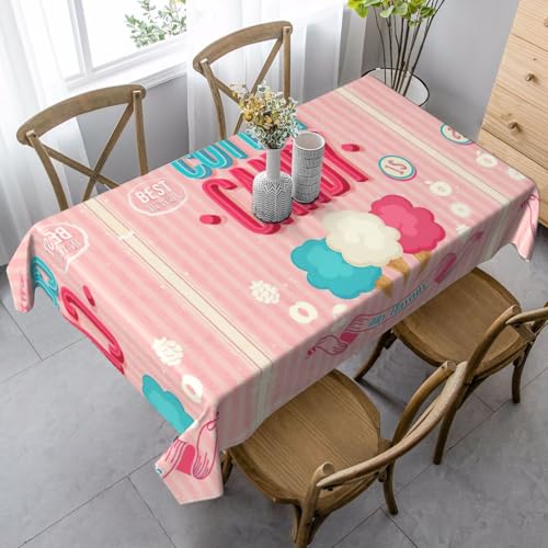 ASFgda Rechteckige Tischdecke aus Baumwolle mit Süßigkeitenmuster, 89 x 140 cm, knitterfrei, waschbar, Tischdecke für Essen/Party/Buffet/Hochzeit von ASFgda