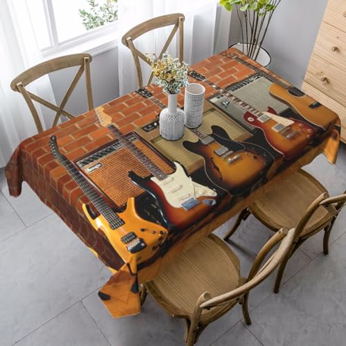 ASFgda Rechteckige Tischdecke aus der Gitarren-Kollektion, 89 x 140 cm, knitterfrei, waschbar, Tischdecke für Essen/Party/Buffet/Hochzeit von ASFgda