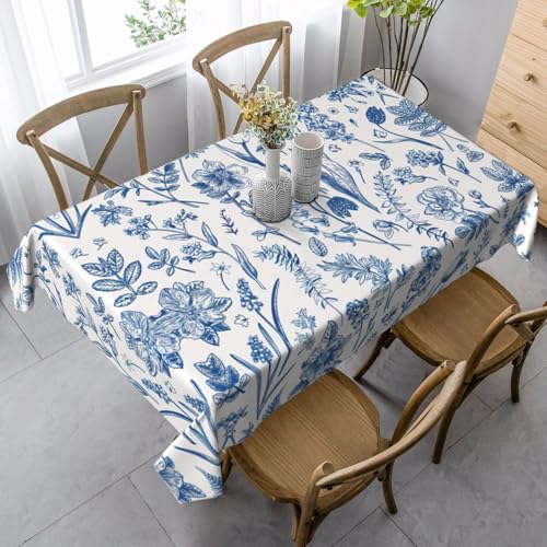 ASFgda Rechteckige Tischdecke mit Blumen und Blättern, knitterfrei, waschbar, für Essen, Party, Buffet, Hochzeit, 89,9 x 140,9 cm von ASFgda