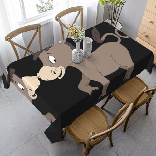 ASFgda Rechteckige Tischdecke mit Cartoon-Esel-Druck, knitterfrei, waschbar, für Essen/Party/Buffet/Hochzeit von ASFgda