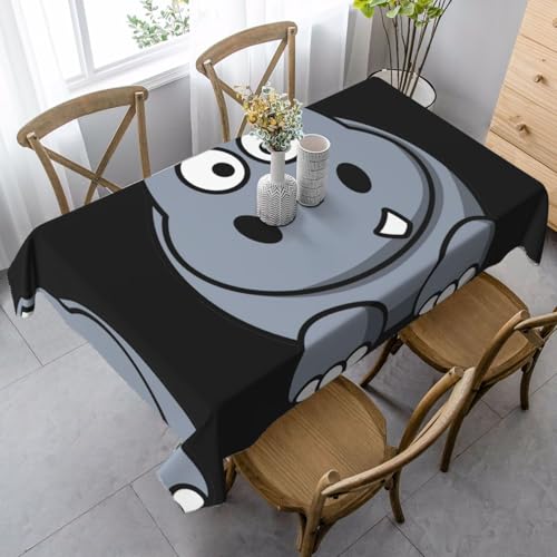 ASFgda Rechteckige Tischdecke mit Cartoon-Nilpferd-Druck, knitterfrei, waschbar, für Essen/Party/Buffet/Hochzeit von ASFgda
