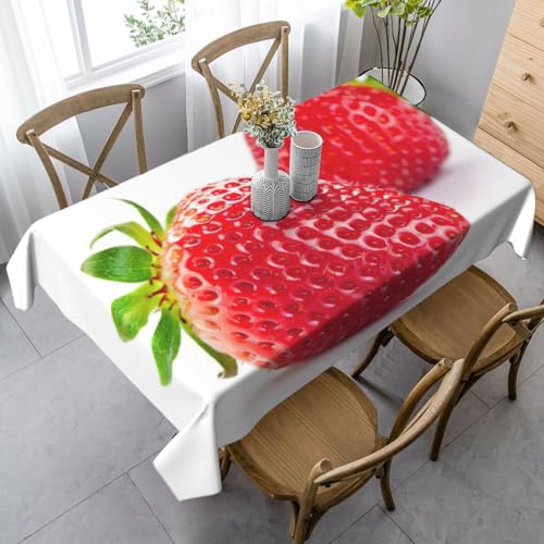 ASFgda Rechteckige Tischdecke mit Erdbeermuster, 89,9 x 140,9 cm, knitterfrei, waschbar, Tischdecke für Essen/Party/Buffet/Hochzeit von ASFgda