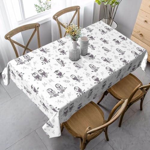 ASFgda Rechteckige Tischdecke mit Eulen-Motiv, 89 x 140 cm, knitterfrei, waschbar, Tischdecke für Essen/Party/Buffet/Hochzeit von ASFgda