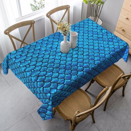 ASFgda Rechteckige Tischdecke mit Fischschuppen-Druck, 89 x 140 cm, knitterfrei, waschbar, Tischdecke für Essen/Party/Buffet/Hochzeit von ASFgda