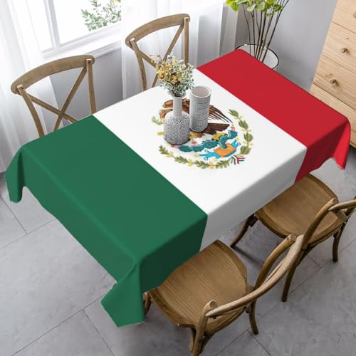 ASFgda Rechteckige Tischdecke mit Flagge von Mexiko, 89 x 140 cm, knitterfrei, waschbar, Tischdecke für Essen/Party/Buffet/Hochzeit von ASFgda