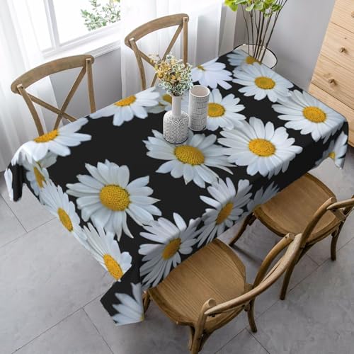 ASFgda Rechteckige Tischdecke mit Gänseblümchen-Motiv, 89 x 140 cm, knitterfrei, waschbar, Tischdecke für Essen/Party/Buffet/Hochzeit von ASFgda