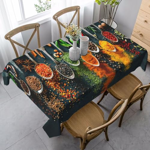 ASFgda Rechteckige Tischdecke mit Gewürzdruck, 89,9 x 140,9 cm, knitterfrei, waschbar, Tischdecke für Essen/Party/Buffet/Hochzeit von ASFgda