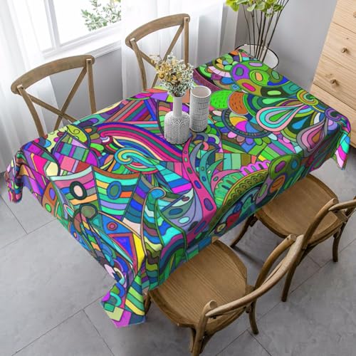 ASFgda Rechteckige Tischdecke mit Graffiti-Druck, knitterfrei, waschbar, für Essen, Party, Buffet, Hochzeit, 89,9 x 140,9 cm von ASFgda