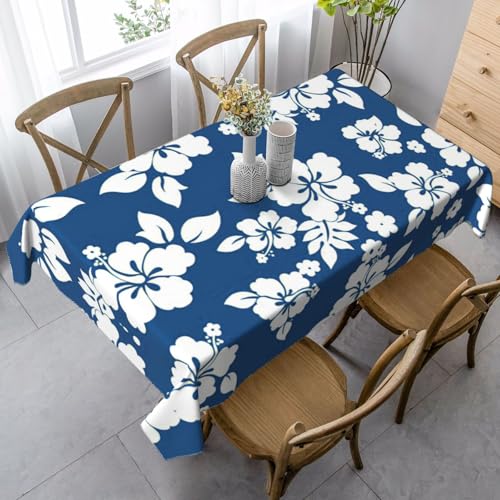 ASFgda Rechteckige Tischdecke mit Hawaii-Blumendruck, 89 x 140 cm, knitterfrei, waschbar, Tischdecke für Essen/Party/Buffet/Hochzeit von ASFgda