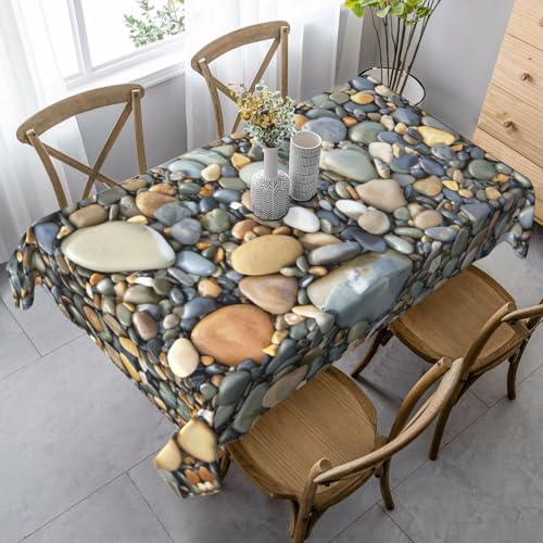 ASFgda Rechteckige Tischdecke mit Kieselstein-Druck, knitterfrei, waschbar, für Essen/Party/Buffet/Hochzeit, 89 x 140 cm von ASFgda