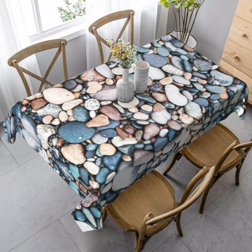 ASFgda Rechteckige Tischdecke mit Kieselsteinen, 89 x 140 cm, knitterfrei, waschbar, Tischdecke für Essen/Party/Buffet/Hochzeit von ASFgda