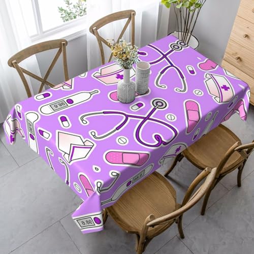 ASFgda Rechteckige Tischdecke mit Krankenschwestermuster, violett, 89,9 x 140,9 cm, knitterfrei, waschbar, Tischdecke für Essen/Party/Buffet/Hochzeit ASFgda Rechteckige Tischdecke mit Krankenschwestermuster, violett, 89,9 x 140,9 cm, knitterfrei, waschbar, Tischdecke für Essen/Party/Buffet/Hochzeit von ASFgda