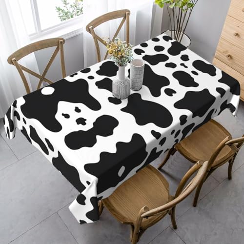 ASFgda Rechteckige Tischdecke mit Kuh-Druck, knitterfrei, waschbar, für Essen, Party, Buffet, Hochzeit, Schwarz und Weiß, 89 x 140 cm von ASFgda
