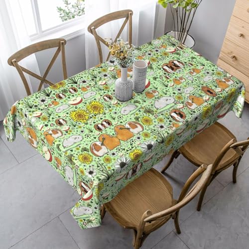 ASFgda Rechteckige Tischdecke mit Meerschweinchen-Druck, knitterfrei, waschbar, für Essen/Party/Buffet/Hochzeit von ASFgda