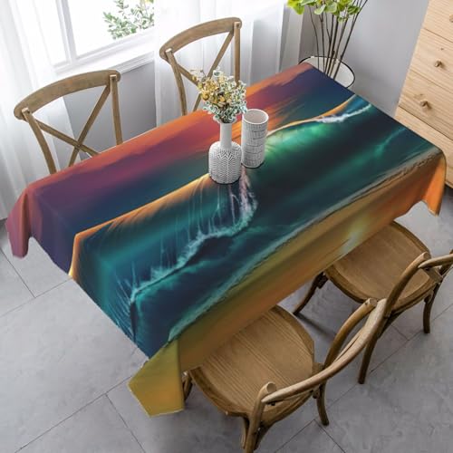 ASFgda Rechteckige Tischdecke mit Sonnenuntergang am Meer, 89 x 140 cm, knitterfrei, waschbar, Tischdecke für Essen/Party/Buffet/Hochzeit von ASFgda