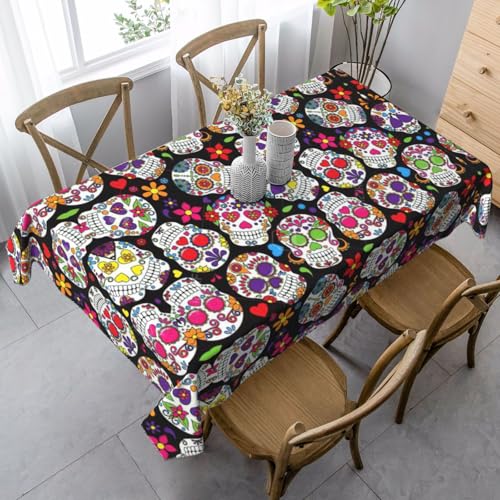 ASFgda Rechteckige Tischdecke mit Totenkopf-Druck, knitterfrei, waschbar, für Essen, Party, Buffet, Hochzeit, 89,9 x 140,9 cm von ASFgda