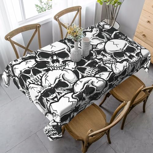 ASFgda Rechteckige Tischdecke mit Totenkopf-Muster, 89 x 140 cm, knitterfrei, waschbar, Tischdecke für Essen/Party/Buffet/Hochzeit von ASFgda