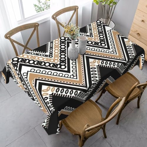 ASFgda Rechteckige Tischdecke mit Zickzack-Druck, 89 x 140 cm, knitterfrei, waschbar, für Essen/Party/Buffet/Hochzeit, Schwarz / Weiß von ASFgda