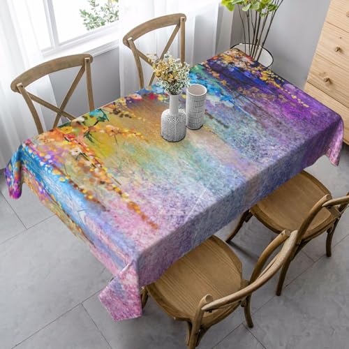 ASFgda Rechteckige Tischdecke mit abstraktem violettem Weinblumendruck, knitterfrei, waschbar, für Essen/Party/Buffet/Hochzeit, 89 x 140 cm von ASFgda