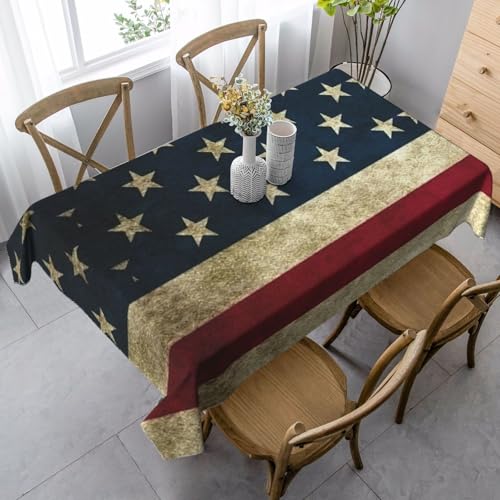 ASFgda Rechteckige Tischdecke mit amerikanischer Flagge, 89 x 140 cm, knitterfrei, waschbar, Tischdecke für Essen/Party/Buffet/Hochzeit von ASFgda