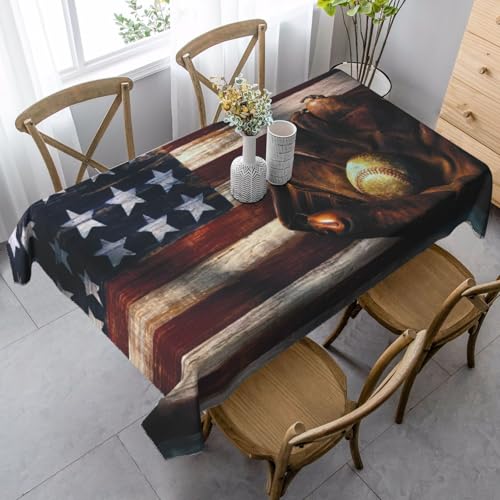 ASFgda Rechteckige Tischdecke mit amerikanischer Flagge, Baseball-Druck, knitterfrei, waschbar, für Essen/Party/Buffet/Hochzeit ASFgda Rechteckige Tischdecke mit amerikanischer Flagge, Baseball-Druck, knitterfrei, waschbar, für Essen/Party/Buffet/Hochzeit von ASFgda