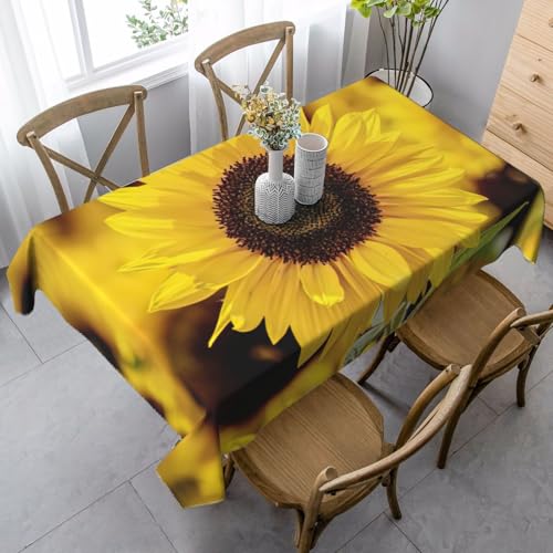 ASFgda Rechteckige Tischdecke mit blühendem Sonnenblumen-Druck, knitterfrei, waschbar, für Essen/Party/Buffet/Hochzeit von ASFgda