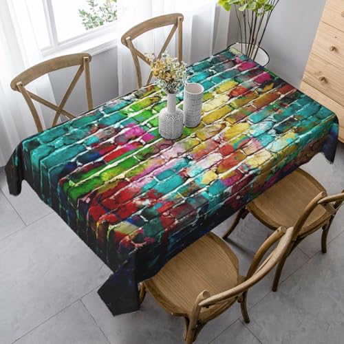 ASFgda Rechteckige Tischdecke mit buntem Graffiti-Ziegeldruck, 89,9 x 140,9 cm, knitterfrei, waschbar, Tischdecke für Essen/Party/Buffet/Hochzeit ASFgda Rechteckige Tischdecke mit buntem Graffiti-Ziegeldruck, 89,9 x 140,9 cm, knitterfrei, waschbar, Tischdecke für Essen/Party/Buffet/Hochzeit von ASFgda