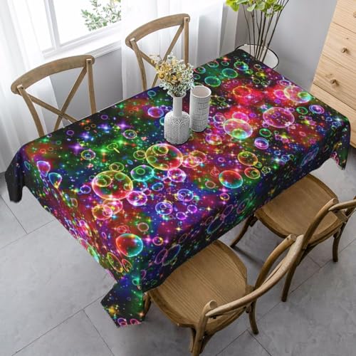 ASFgda Rechteckige Tischdecke mit buntem Regenbogen-Sterne-Druck, 89 x 140 cm, knitterfrei, waschbar, Tischdecke für Essen/Party/Buffet/Hochzeit von ASFgda