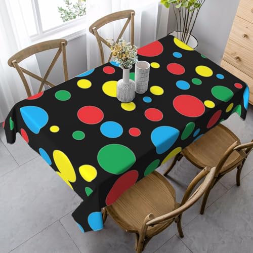 ASFgda Rechteckige Tischdecke mit gepunktetem Twister-Druck, knitterfrei, waschbar, für Essen/Party/Buffet/Hochzeit von ASFgda