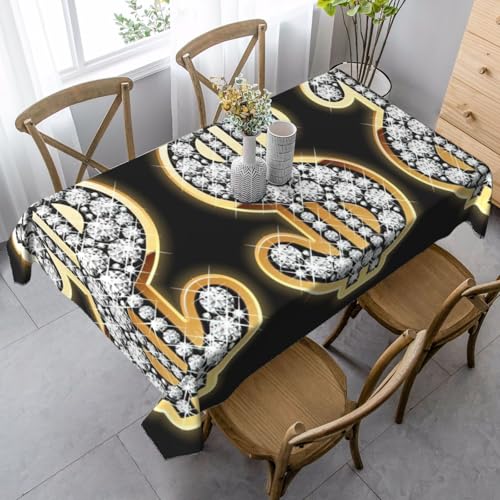 ASFgda Rechteckige Tischdecke mit goldenem Dollarzeichen-Druck, 89 x 140 cm, knitterfrei, waschbar, Tischdecke für Essen/Party/Buffet/Hochzeit ASFgda Rechteckige Tischdecke mit goldenem Dollarzeichen-Druck, 89 x 140 cm, knitterfrei, waschbar, Tischdecke für Essen/Party/Buffet/Hochzeit von ASFgda