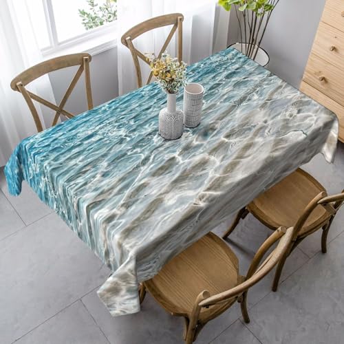 ASFgda Rechteckige Tischdecke mit klarem Meerwasserdruck, knitterfrei, waschbar, für Essen, Party, Buffet, Hochzeit, 89,9 x 140,9 cm von ASFgda