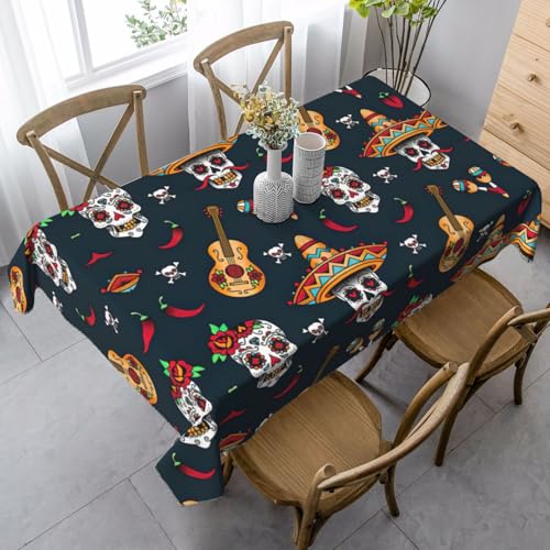 ASFgda Rechteckige Tischdecke mit mexikanischem Totenkopf-Druck, knitterfrei, waschbar, für Essen/Party/Buffet/Hochzeit ASFgda Rechteckige Tischdecke mit mexikanischem Totenkopf-Druck, knitterfrei, waschbar, für Essen/Party/Buffet/Hochzeit von ASFgda