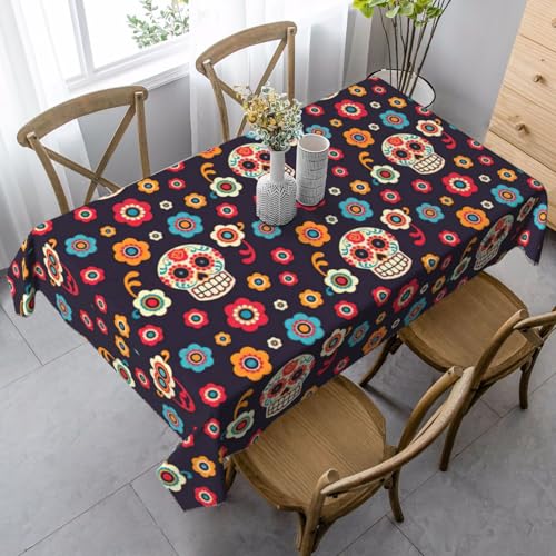 ASFgda Rechteckige Tischdecke mit mexikanischem Totenkopf-Druck, knitterfrei, waschbar, für Essen/Party/Buffet/Hochzeit ASFgda Rechteckige Tischdecke mit mexikanischem Totenkopf-Druck, knitterfrei, waschbar, für Essen/Party/Buffet/Hochzeit von ASFgda
