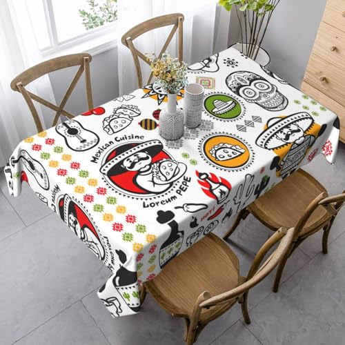 ASFgda Rechteckige Tischdecke mit mexikanischen Salsa-Symbolen, 89 x 140 cm, knitterfrei, waschbar, Tischdecke für Essen/Party/Buffet/Hochzeit von ASFgda