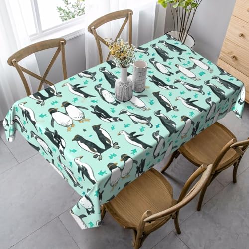ASFgda Rechteckige Tischdecke mit niedlichem Pinguin-Druck, knitterfrei, waschbar, für Essen/Party/Buffet/Hochzeit von ASFgda