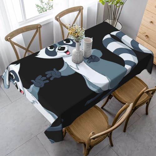 ASFgda Rechteckige Tischdecke mit niedlichem Waschbär-Druck, knitterfrei, waschbar, für Essen/Party/Buffet/Hochzeit von ASFgda