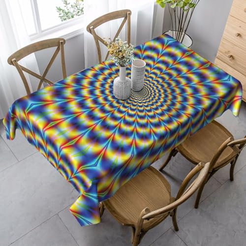 ASFgda Rechteckige Tischdecke mit optischer Täuschung, Spiraldruck, 89,9 x 140,9 cm, knitterfrei, waschbar, Tischdecke für Essen/Party/Buffet/Hochzeit von ASFgda