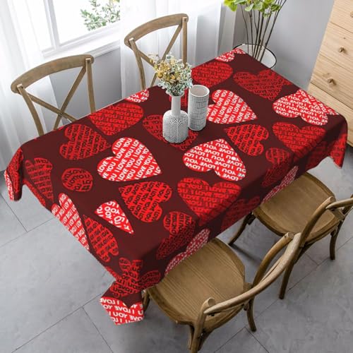 ASFgda Rechteckige Tischdecke mit rotem Herzmuster, 89,9 x 140,9 cm, knitterfrei, waschbar, Tischdecke für Essen/Party/Buffet/Hochzeit ASFgda Rechteckige Tischdecke mit rotem Herzmuster, 89,9 x 140,9 cm, knitterfrei, waschbar, Tischdecke für Essen/Party/Buffet/Hochzeit von ASFgda