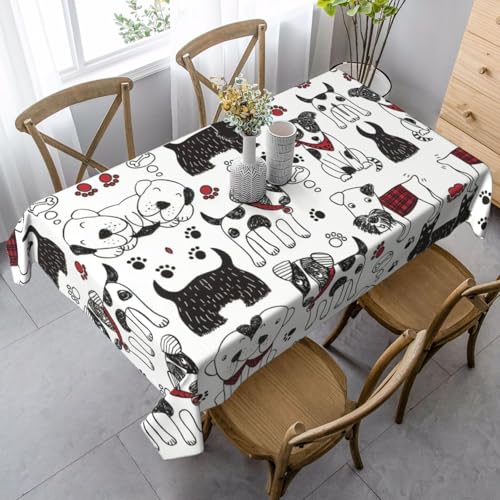 ASFgda Rechteckige Tischdecke mit schönem Hunde-Druck, knitterfrei, waschbar, für Essen, Party, Buffet, Hochzeit, 89,9 x 140,9 cm von ASFgda