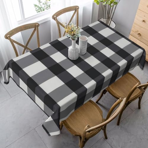 ASFgda Rechteckige Tischdecke mit schwarz-weißem Karomuster, 89 x 140 cm, knitterfrei, waschbar, Tischdecke für Essen/Party/Buffet/Hochzeit von ASFgda